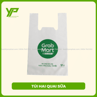 Mẫu túi hai quai trắng sữa in logo, nguồn Yến Phát Packaging